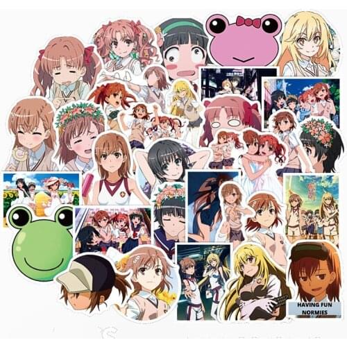 50Pcs Japanese Girls Cute Cartoon A Certain Scientific Railgun Stickers For Refrigerator Snowboard Diary Children Toys Stickers