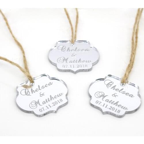 50 Pcs of Personalized Engraved Chocolate Favorite Tag Mirror Acrylic Wedding Name Tag Bottle Tag Party Baby Shower Party Decor