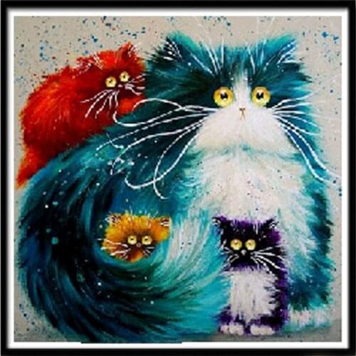 5D DIY Diamond Painting Full Circle Animal Mosaic Cat Cross Stitch Mosaic Home Decoration Wall Sticker