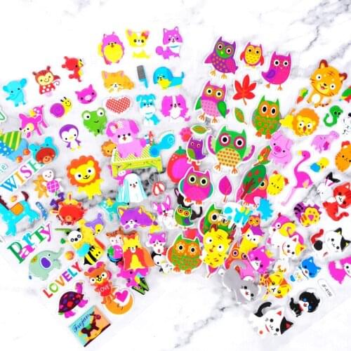 5D Cartoon Princess Random Puffy Stickers Children Birthday Gifts for Boys Girls DIY Sticker Christmas Gifts 20 Sheets/Lot