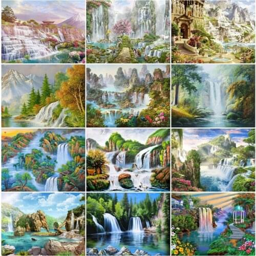 EverShine 5D DIY Diamond Painting Full Drill Square Waterfall Diamond Embroidery Landscape Rhinestone Mosaic Handmade Art