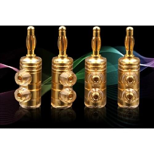 8Pcs Hi-end Audio Cable Banana Plug Pure Copper Plated Solderless Banana Plug Speaker Cable Connector