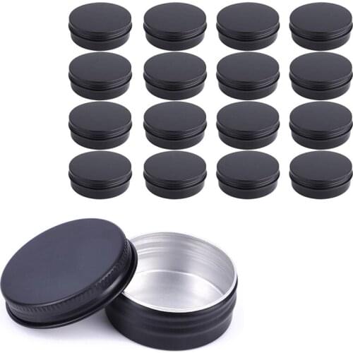 10/15/20/30/50/60g 100Pcs Black Portable Empty Aluminum Tin Box Candle Jars With Lid Metal Jar Pot for Cosmetic Cream Container