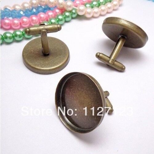Free ship!antique bronze 100piece/lot 25mm cabochon setting cameo base cufflinks findings blank jewelry bezels