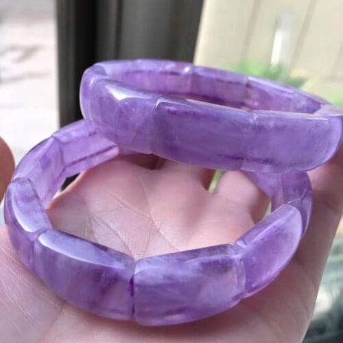 Natural Purple Lavender Amethyst Quartz Gemstone Rectangle Beads Bracelet Woman Men 21x14mm Crystal Gift Healing Stone AAAAA