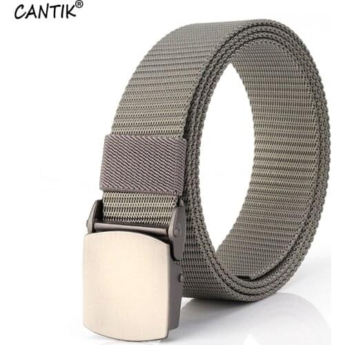 CANTIK 3.0cm Width Quality Unisex Nylon Belts for Men Sliver Automatic Buckle Metal Clothing All Over Jeans Accessories CBCA122