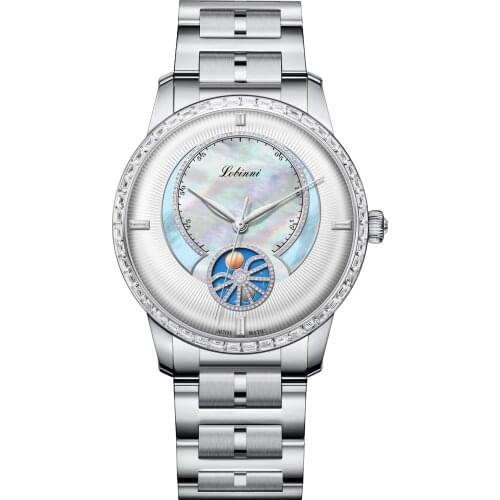 LOBINNI Dress Women Watch Luxury Ladies Automatic Watches Mechanical Wristwatch Waterproof Sapphire Austria Crystal Pearl Dial