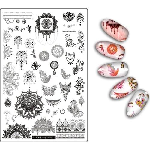 Flower Leaf Butterfly Floral Butterfly Pattern Nail Art Stamping Plate New Arrival Mandala Series DIY Manicure Template Stencil