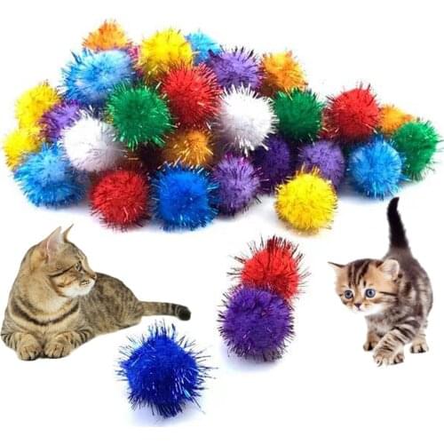 Pet Cat Toy Colorful Flash Soft Elastic Gold Ball Cat Toy Interactive Toy Small Ball Colorful Fun Cat Chew Toy Kitten PetCloud