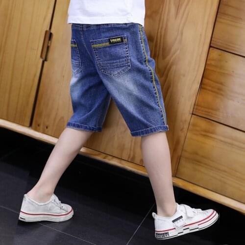 IENENS Child Jeans Shorts Summer Boys Pants Kids Soft Boardshorts Shorts Staright Casual Jeans Fit 4-11Y Young Boy Outing Wear