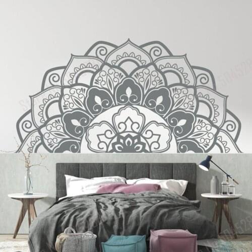 Mandala Wall Decal Half Mandala Decal Bohemian Bedroom Decor Mandala Sticker Headboard Decal Mandala Wall Art Bedroom Decor Z760