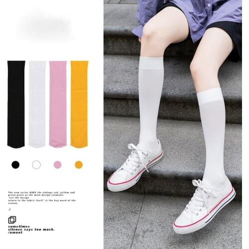 Women Lower Knee Socks Thigh High Stockings Opaque Warm Japanese School Student Black Stripe Long Cotton Sock