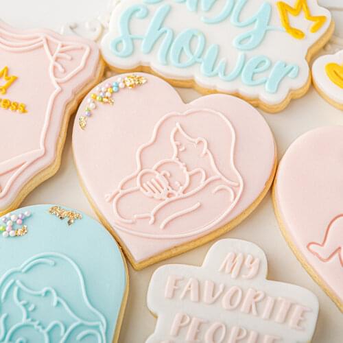 Cake Decoration Tool Breastfeeding Mother Baby Cake Cookie Press Stamp Embosser Cutter Acrylic Fondant Sugar Craft Cake Mold