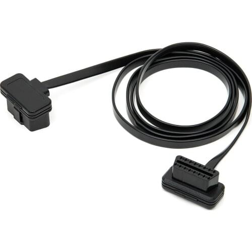 1.5M Flat Thin As Noodle OBD2 OBDII OBD 16 Pin ELM 327 Male To Female Elbow Extension Cable Light Diagnostic Scanner Connector