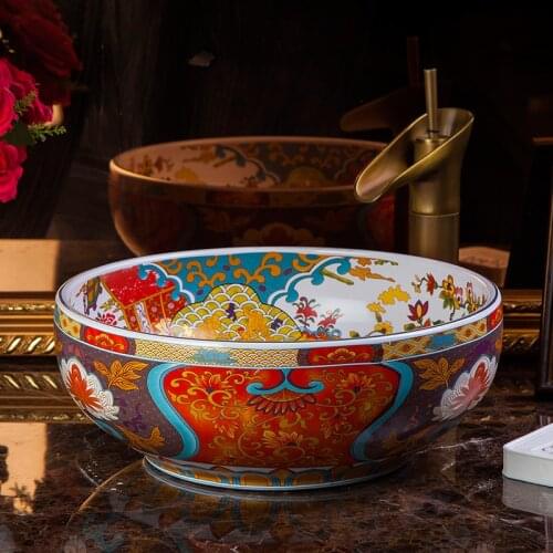 Ceramic Art Basin Hotel Retro Wash Basin bathroom Washbasin decorated bathroom sinks bowl antique