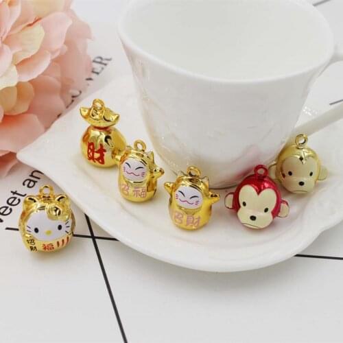 Pet Cartoon Dog Bells Pet supplies Copper electroplating bell collar key chain accessories 50pcs