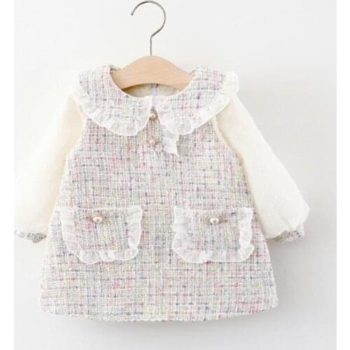 Girls Korean Dress For Autumn Winter Baby Virgin Baby New Fashion Long-Sleeved Childrens Dress Elegant Temperament Dress
