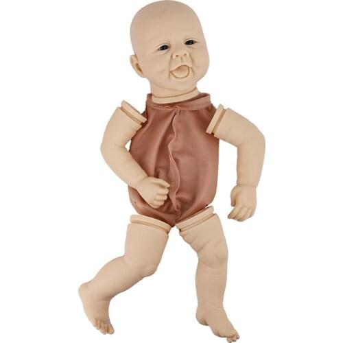 22 Inches Reborn Baby Doll Lifelike Newborn Cute Smile Pouting Baby Vinyl Unpainted Unfinished Doll Parts DIY Blank Doll Kit