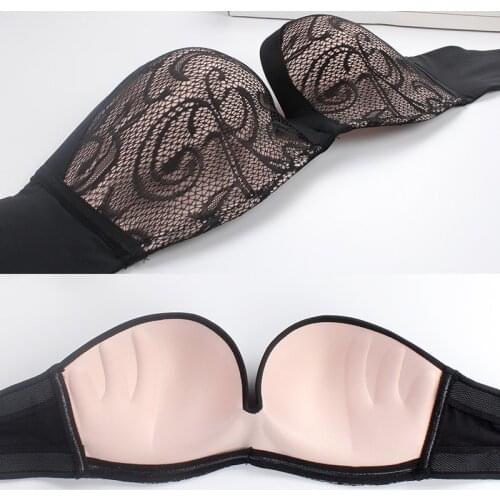 Mozhini Fashion Women Bra sexy lingerie bra gather breast super push up bra strapless t shirt wedding bra seamless brassiere