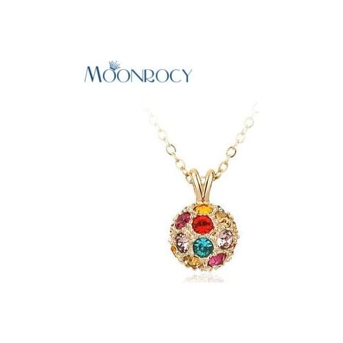MOONROCY Free Shipping Fashion Crystal Necklace Rose Gold Color Austrian Crystal Necklace ball shape for women choker Gift