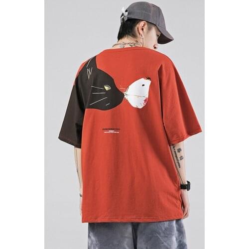 2020 New Arrival Summer Short Sleeve Male Printing Bat O-neck Knitted Cotton Casual T Shirt Brand Clothing Tshirt Homme Hip Hop