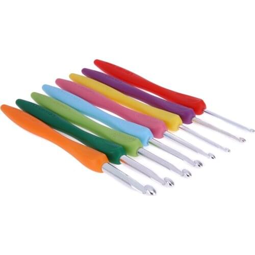 Crochet Hook Set 2.5-6.0mm 8pcs/set Aluminum Ergonomic Crochet Needles with Colorful Soft Rubber Grip Cushioned Handles Needles