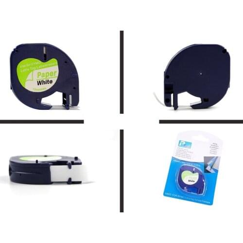 One Dozen 12PK/lot 12mm 91200 white DYMO LetraTag Paper Tape Label used for DYMO label printers