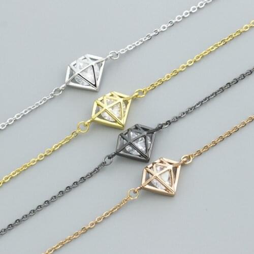 Wholesale 10pcs 2018 New Bracelets Women Fashion Jewelry Stainless Steel Chain Geometry Crystal Charm Bracelet