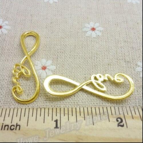 16pcs Charms LOVE Connector Pendant Gold color Zinc Alloy Fit Necklace DIY Metal Jewelry Findings