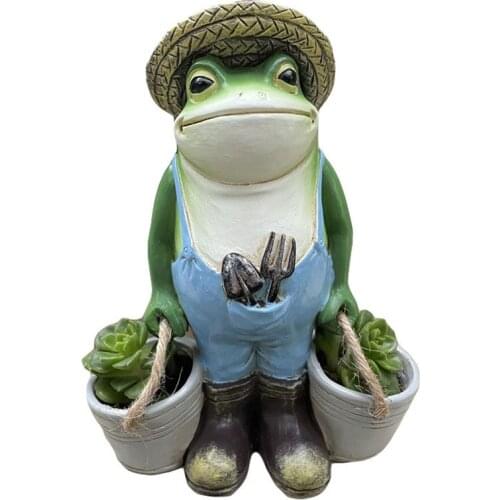 16cm Resin Craft Creative Frog Statue Balcony Bonsai Garden Ornaments Living Room Desktop Decoration Home Decor Desk Accessories