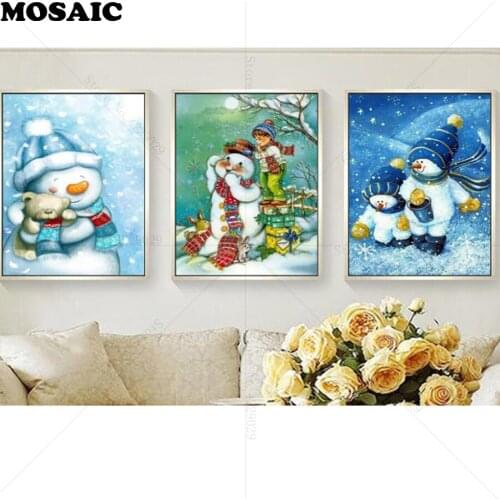Diy Diamond Painting Christmas snow Mosaic Crystal 5D Cross Stitch Square Drill 3pcs multi Diamond Embroidery Sticker Decor
