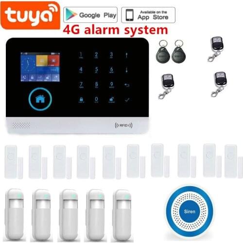 2.4 Inch TFT Screen Tuya Smart WiFi 4G Home Security Alarm Sysrtem 433MHz Wireless Burglar Alarm Kit