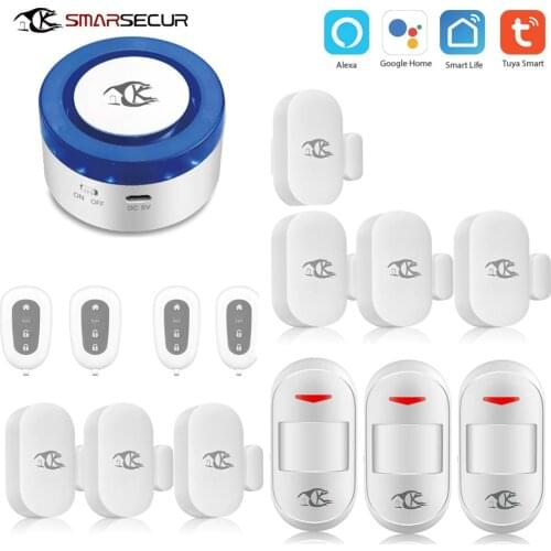 WiFi Home security alarm siren Tuya Smart life app control compatible alexa Google Home arm