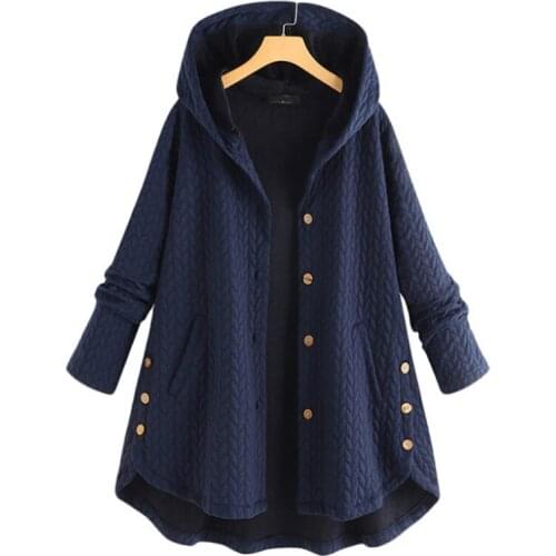 Women Clothing Leaf Floral Print Warm Jacket Ladies Winter Long-Sleeved Hooded 2020Jacket Fluffy Fur Wool Comfortable Femal Coat