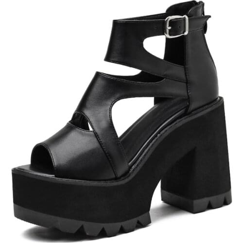 Vintage Punk Gothic shoes Sandals woman gladiator shoes Platform Sandals women open toe shoes Gladiator Sandals women LJB118