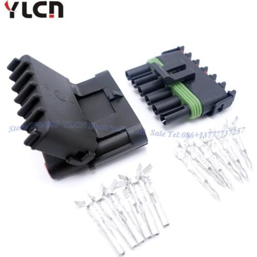 1 Set 6 Pin Way New Waterproof Sealed Electric Wire Connector Plug Free Shipping