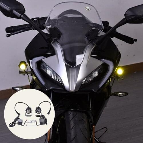1 Pair Auxiliary Lights Round Flood White Yellow LED Headlight for Night Driving Headlights