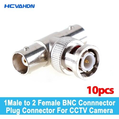 10Pcs/lot Coaxial T Connector 1 Male to 2 Female Coupler 3 Way BNC Connector For CCTV Camera