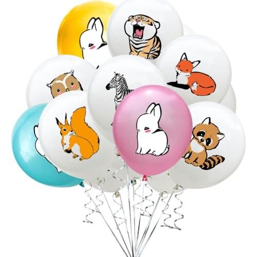 10pcs Jungle Animal Forest Cartoon Animal Theme Birthday Party Decoration Balloons Tiger Rabbit Panda Latex Balloon baby show