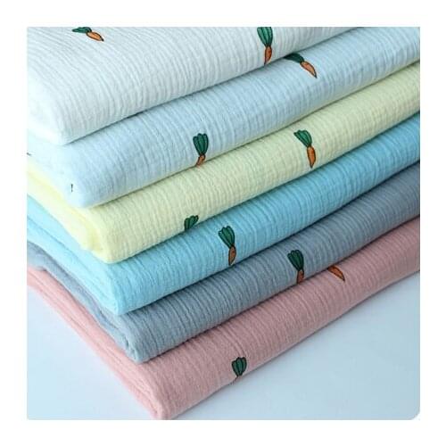 100*135cm Carrot Fabric Drape Cotton And Linen Double Gauze Crepe Baby Clothes Fabric Ladies Skirt Sleepwear Fabrics