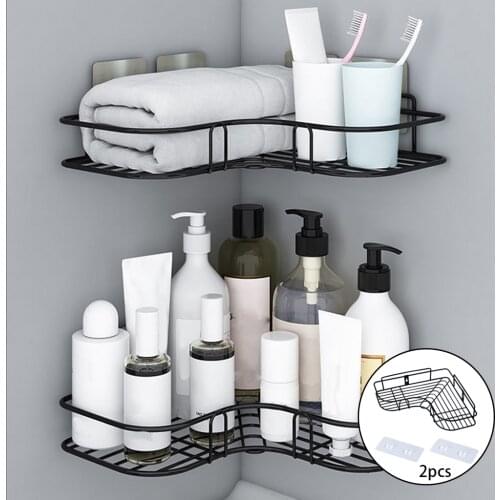 2/Set Multifunction Heavy Duty Rustproof Wall Corner Shelves Spices Bottle Shower Adhesive Storage Organizer Holder