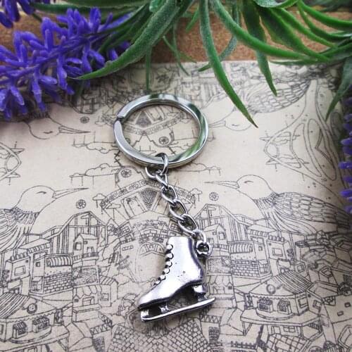 3pcs/Lot Fashion 20*17*6mm Ice Skate 28mm Keyring Metal Chain Silver Color Men Car Gift Keychain