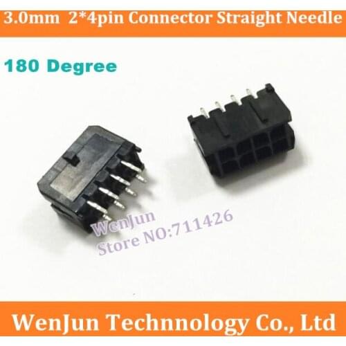50PCS NEW 3.0mm Spacing Connector 180 degree 43045-0812 Straight needle 3.0-2*4Pin 8P 8pin Terminal Plug