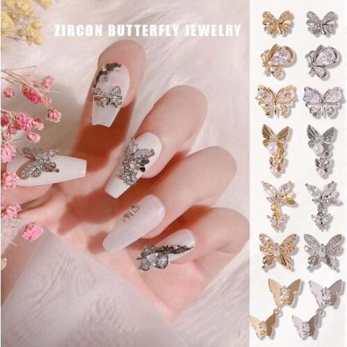 Chain Pendant Luxury Flash Nail Art Rhinestone 3D Nail Art Decoration Butterfly Nail Jewelry Manicure Accessories