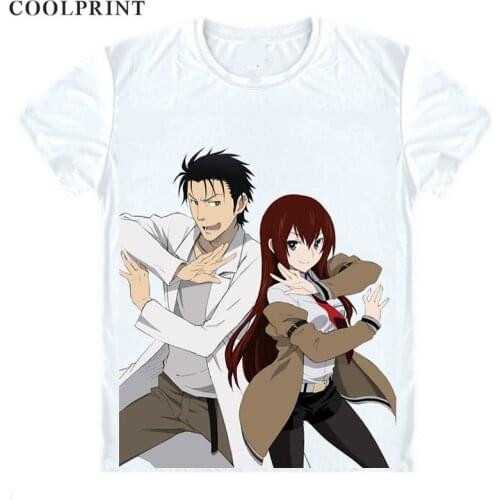 COOLPRINT STEINS GATE 0 Zero T-Shirts Short Sleeve Shirts Japanese Shutainzu Geto Zero Rintaro Okabe Kurisu Makise Cosplay Shirt