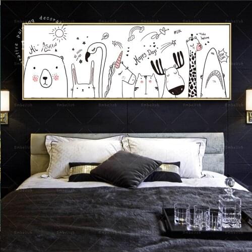 Hot Cartoon Sketch Animals Kids Childrens Living Room Wall Posters Home Decor Pictures HD Print Canvas Oil Paintings