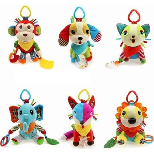Baby Rattles Bib Doll Ring Bell Teethers Mirror Wind Chime Animal Cartoon Infant Crib Stroller hanging Toy Plush Bed Soft