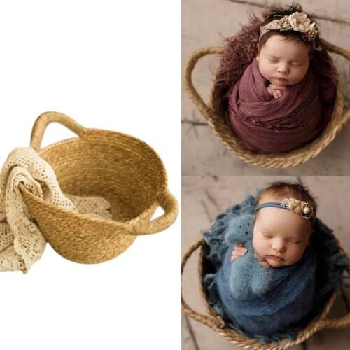 1 Pc Newborn Photo Shooting Basket Children Baby Full Moon Photography Woven Baskets