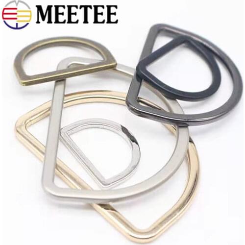 Meetee 10Pcs 20-50mm Metal D Ring Buckle Bag Strap Hook Loop Clasp Webbing Hang Buckles DIY Leather Craft Garment Sew Accessory
