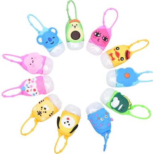 Cartoon Silicone Hand Sanitizer Case Keychain Travel Portable Gel Holder Bottle